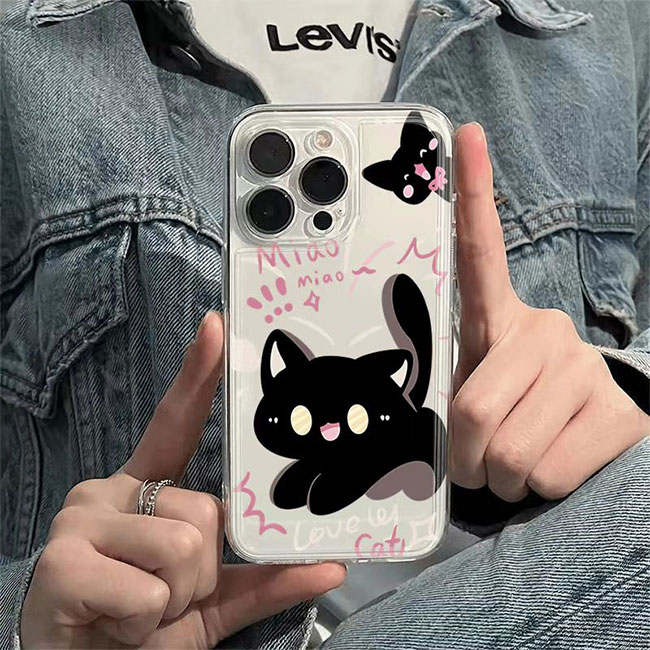 Fashionable shock resistant cute cat face phone case